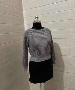 Guess glitter Grey Knit Cropped Sweater