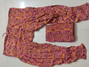 Cotton Patiala Pant With Shawl