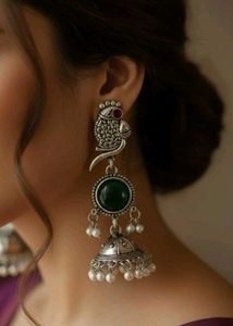 Silver Tone Jhumka Earrings