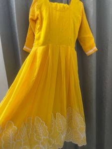 Yellow Ethnic Gown with Salwar