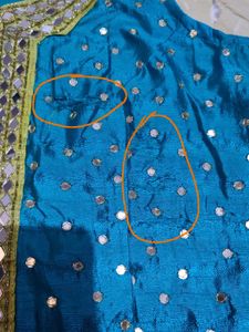 Parrot Green Fancy 3 Pieces Gown Attached Kenken