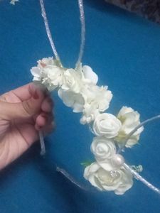White Rose Flower Hair Band Cat Kids Girls