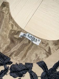 Elegant Beige Tunic with Black Embroidery