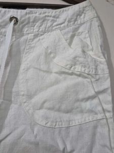 White Wide Leg Lenin Pants