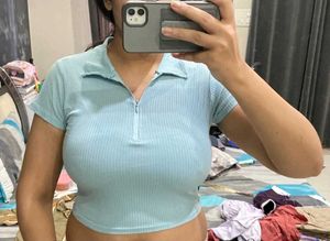 Light Blue Ribbed Polo