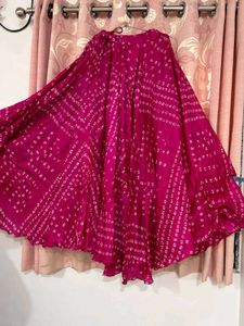 Pink Bandhani Skirt