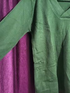 Dressberry Olive Green Solid Pullover