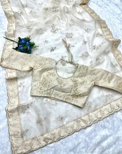Heavy Organza With Embroidery Sequins Work