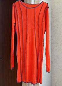 Orange Long Sleeve Mini Dress