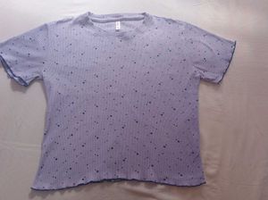 a lavender tshirt .