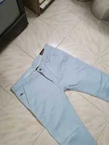 Light Blue Casual Pants And White Shirt