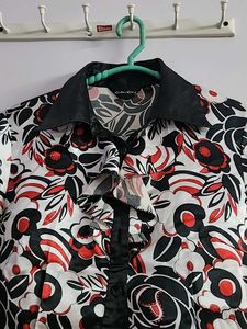 Black satin top or shrug on tanktop