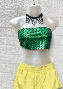 New Metallic Green Fish Scale Design Tube Top