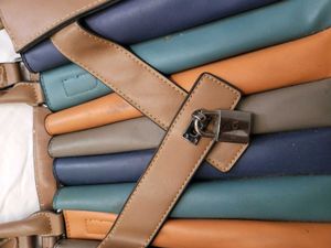 Striped Tote Bag with Lock Pattern