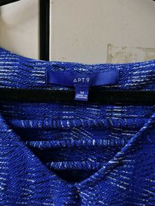 Blue Patterned Fit &amp; Flare Dress