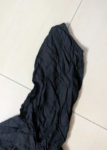 Floral Embroidered Black Mini Dress