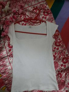 White Ribbed Top
