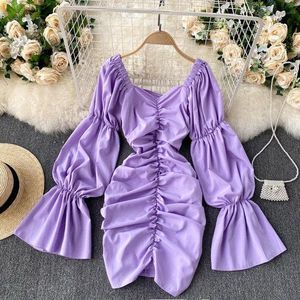 Purple Ruched Mini Dress