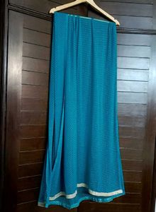 Women Teal Blue Sequence Chanderi Cotton Suit Set