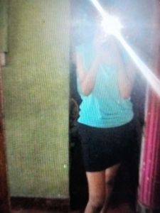 Turquoise Top & Black Skirt