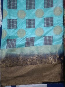 Banarasi Silk Saree With Check Printed