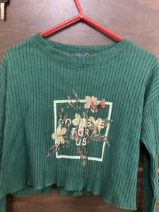 Green Floral Crop Top