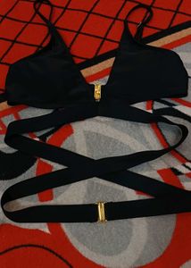 Chic Black Crisscross Bikini Top