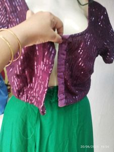 Wine Sequin Saree