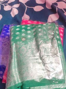 Chiffon Silver Butta Saree With Stone Work