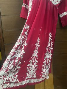 Red Embroidered Kurta