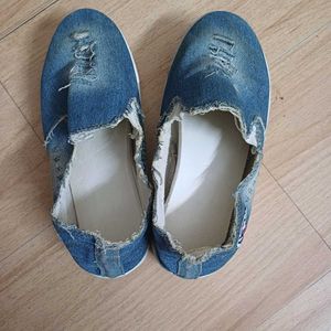 Korean Platform Distressed Denim shoes for ladies