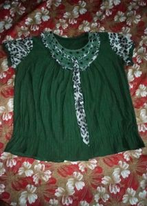 Green Animal Print Top