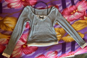 Lace Detail Ribbed Long Sleeve Top