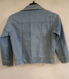 Denim Jacket with Frayed Details