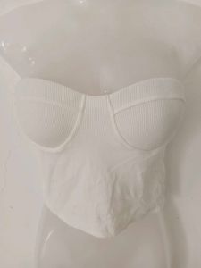 STRAPLESS RIBBED BUSTIER TOP