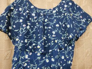 Daisy Print Navy Dress