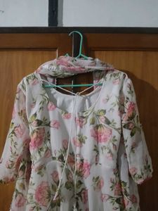 Floral Anarkali Suit with Dupatta