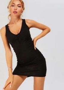 Urbanic Ribbed Black Dress