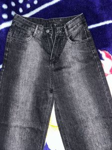 Stylish High Neck &amp; Wide Leg Denim Jeans