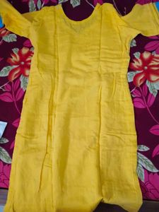 stitched Yellow &amp; Blue Kurta Set with lining