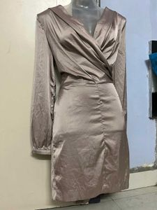 SHEIN BRANDED Elegant Brown Long Sleeve Dress