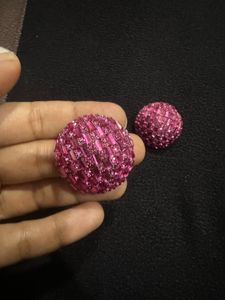 Pink Beaded Statement Earrings