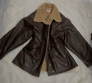 Faux Leather Jacket with Fur Collar