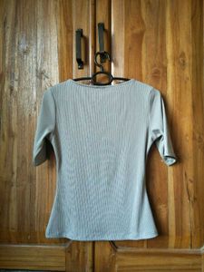 H&amp;M Greige Ribbed Top