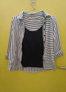 Levi's Black and White Striped Shirt