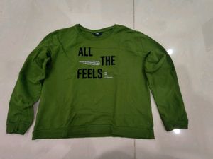Green Sweatshirt Style Top For Women.