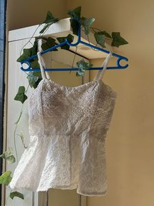 White Lace Peplum Tank Top