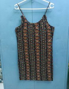 Patterned Sleeveless Mini Dress