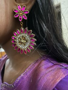 Pink Flower Earrings