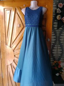 Elegant Blue Lace Top Dress